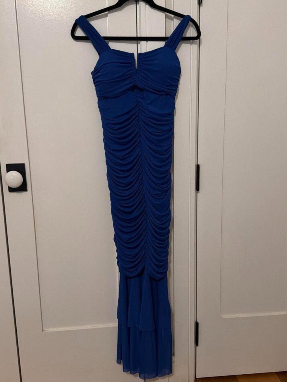 Chouyatou blue maxi dress with ruched detailing